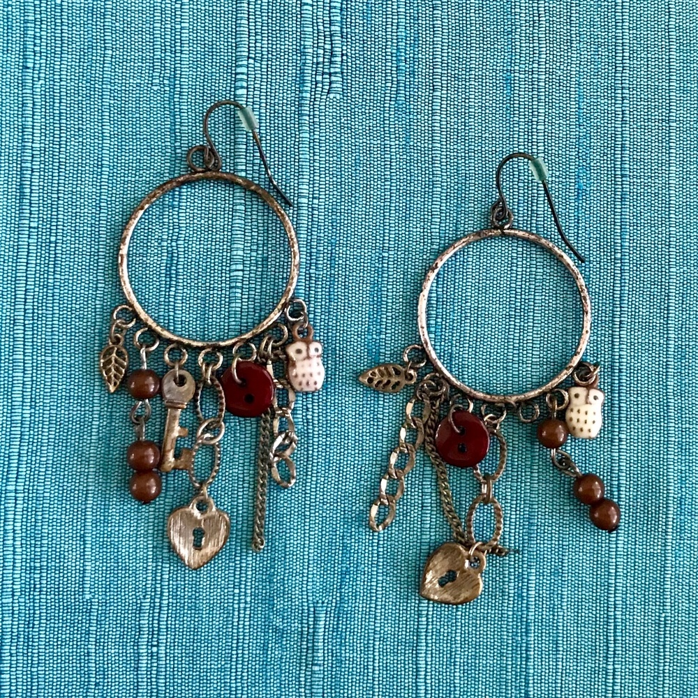 Owl Heart locket Earrings